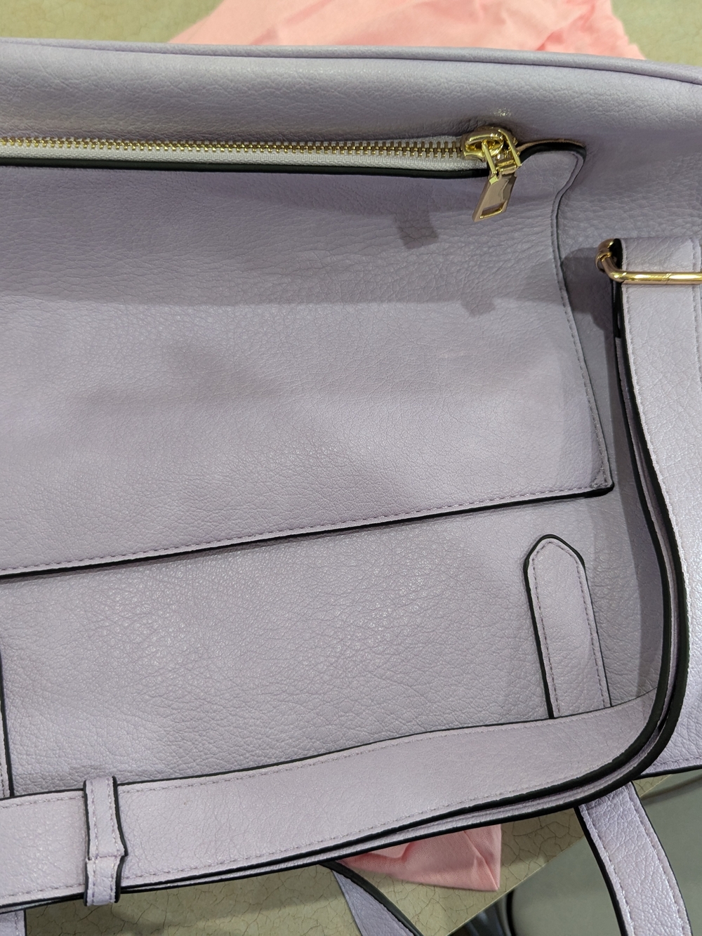 Poppy & Peonies Go-Getter Tote Bag in Lavender Leather - Picture 4 of 5